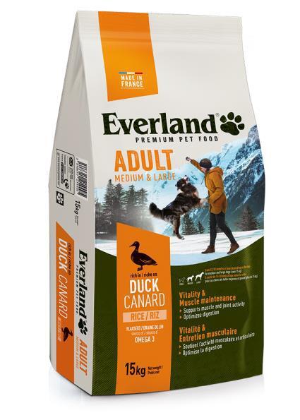 Корм сухой Everland Adult Medium & Large для собак средних и больших пород с уткой, 15 кг