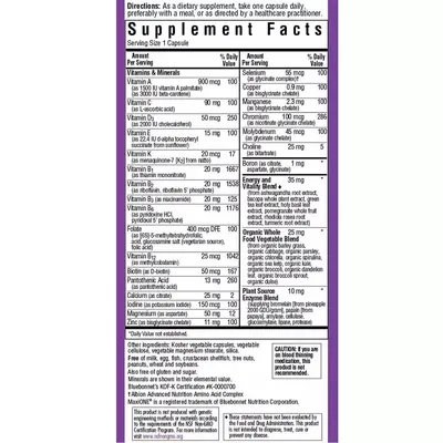 Мультивітаміни без заліза Bluebonnet Nutrition MAXI ONE Iron Free капсули №30