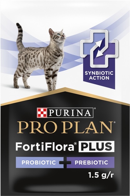 Корм додатковий Purina Pro Plan FortiFlora Plus пробіотик + пребіотик для дорослих котів та кошенят порошок по 1,5 г №30 в саше