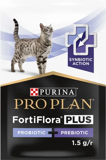 Корм додатковий Purina Pro Plan FortiFlora Plus пробіотик + пребіотик для дорослих котів та кошенят порошок по 1,5 г №30 в саше