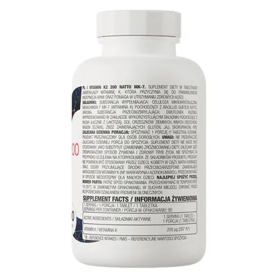 Витамин K2 OstroVit Vitamin K2 200 NATTO MK-7, 90 таблеток