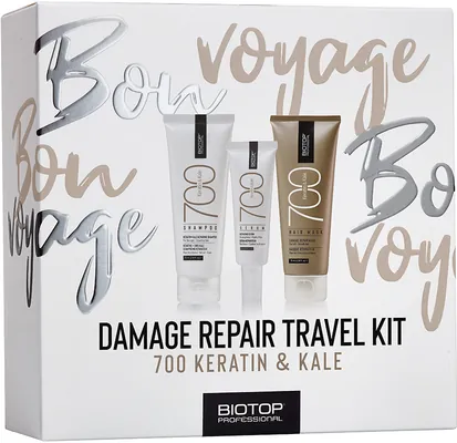 Набір Biotop 700 Keratin & Kale Travel Kit (шампунь 75 мл + маска 75 мл + серум 30 мл)