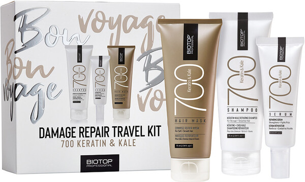 Набір Biotop 700 Keratin & Kale Travel Kit (шампунь 75 мл + маска 75 мл + серум 30 мл)