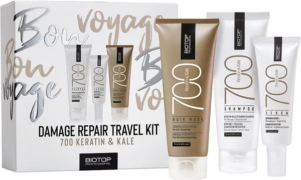 Набір Biotop 700 Keratin & Kale Travel Kit (шампунь 75 мл + маска 75 мл + серум 30 мл)