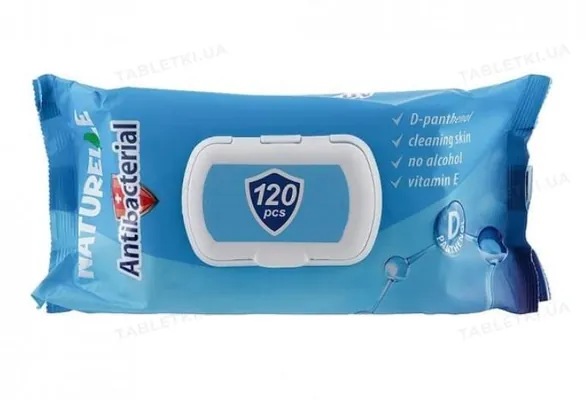 Серветки вологі Naturelle Antibacterial з D-пантенолом, 120 штук