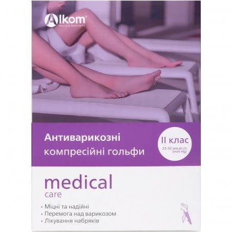 Гольфы компрессионные Алком 00102 класс компрессии 2, открытый мысок, черный, размер 3