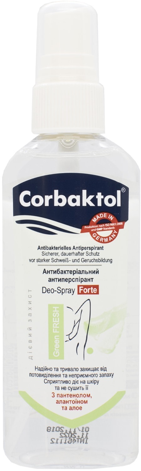 Антиперспирант спрей Corbaktol Green Fresh Forte антибактериальный, 80 мл