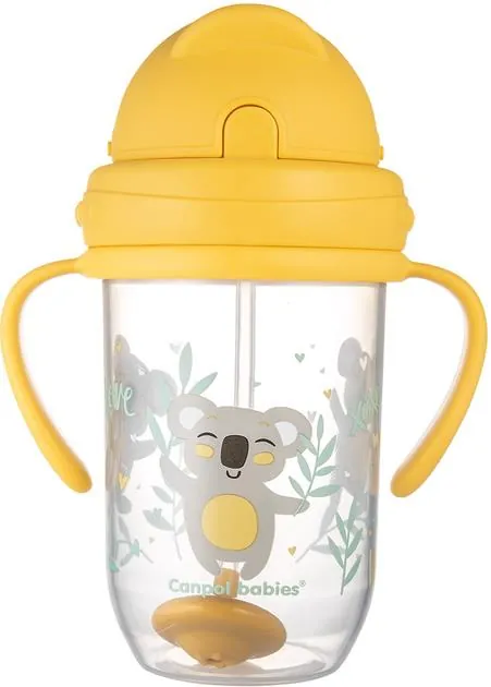 Кухоль-непроливайка Canpol babies Exotic Animals з трубочкою і обтяжувачем, жовта, 56/606_yel, 270 мл