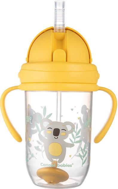 Кухоль-непроливайка Canpol babies Exotic Animals з трубочкою і обтяжувачем, жовта, 56/606_yel, 270 мл