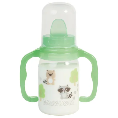 Пляшечка Baby-Nova 46003 Декор пластикова з декором, з ручками, 125 мл