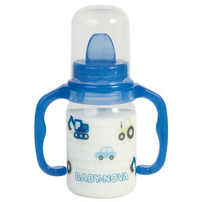 Бутылочка Baby-Nova 46003 Декор пластиковая с декором, с ручками, 125 мл