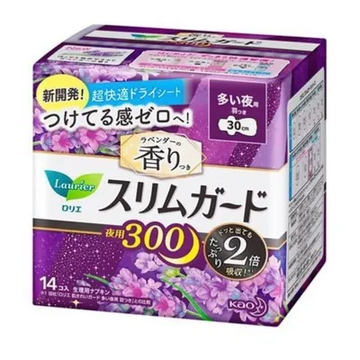Прокладки гігієнічні KAO Laurier Extra Heavy Night Use Slim Lavender ультратонкі нічні ароматизовані 30 см, 14 шт