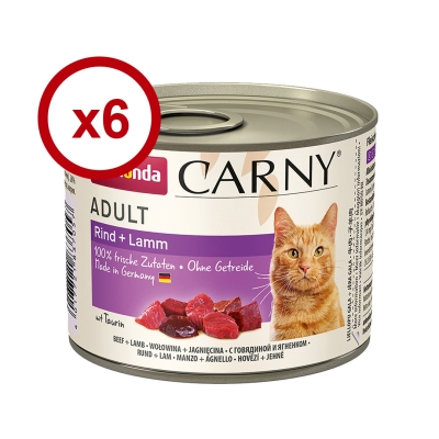 Консервы для кошек Animonda Carny c говядиной и ягненком, 200 г (6 шт)