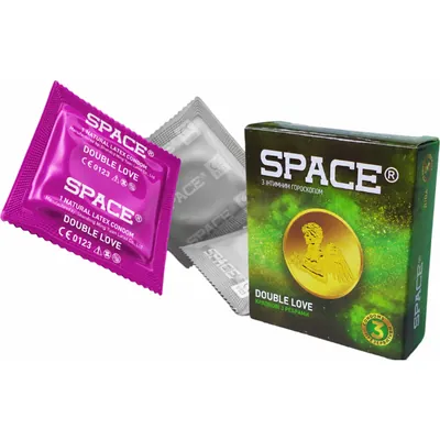 Презервативи Space Double Love ребристі з крапками, 36 штук (12 упаковок по 3 шт)