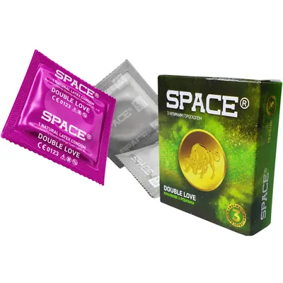 Презервативи Space Double Love ребристі з крапками, 36 штук (12 упаковок по 3 шт)