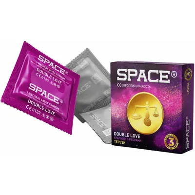 Презервативи Space Double Love ребристі з крапками, 36 штук (12 упаковок по 3 шт)