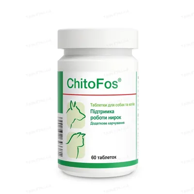 ЧітоФос Dolfos ChitoFos для підтримки функції нирок для собак і кішок, 60 таблеток