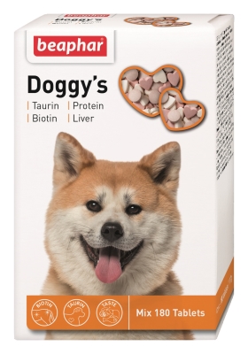 Витамины для собак Beaphar Doggy's Mix с таурином и биотином, печенью и протеином, 180 таблеток