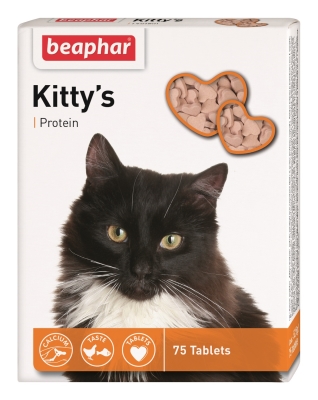 Лакомство для кошек Beaphar Kitty's + Protein с протеином и рыбой, 75 таблеток