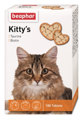 Лакомство для кошек Beaphar Kitty's + Taurine + Biotine с таурином и биотином, 180 таблеток