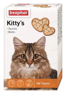 Ласощі для кішок Beaphar Kitty's + Taurine + Biotine з таурином та біотином, 180 таблеток