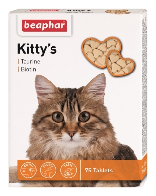 Лакомство для кошек Beaphar Kitty's + Taurine + Biotine с таурином и биотином, 75 таблеток