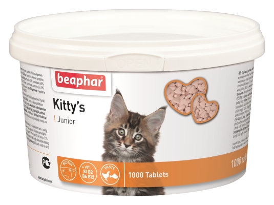 Ласощі для кошенят Beaphar Kitty's Junior з біотином, 1000 таблеток