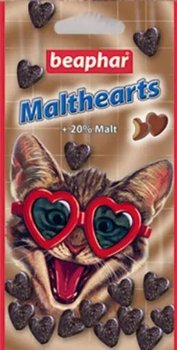 Ласощі для кішок Beaphar Malthearts серця з мальт-пастою для виведення шерсті зі шлунка, 150 штук