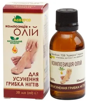 Композиція ефірних олій Адверсо Для усунення грибка нігтів, 30 мл