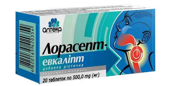 Лорасепт-Евкаліпт таблетки по 500 мг №20 (10х2)