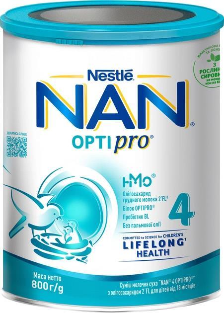 Суміш суха молочна NAN 4 Optipro Молочко для дітей від 18 місяців, 800 г