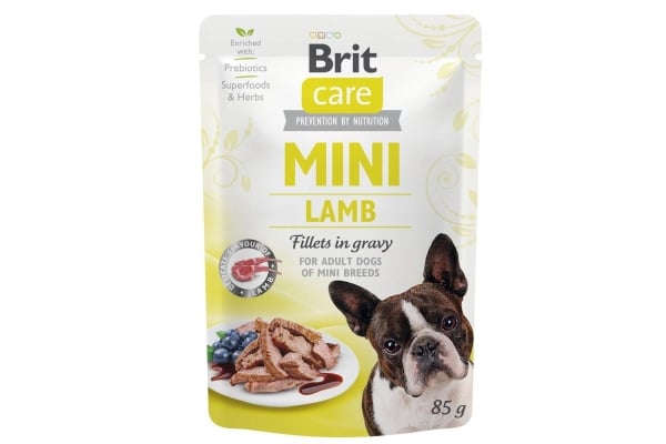 Корм влажный Brit Care Mini для взрослых собак миниатюрных пород филе ягненка в соусе, 85 г