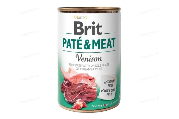 Корм вологий для собак Brit Pate & Meat з олениною, 400 г