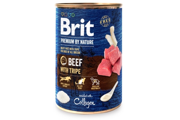 Корм вологий Brit Premium By Nature Beef with Tripe консерва для собак, яловичина, 800 г