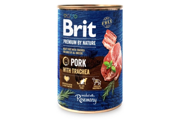Корм вологий для собак Brit Premium Свинина з свинячою трахеєю, 400 г