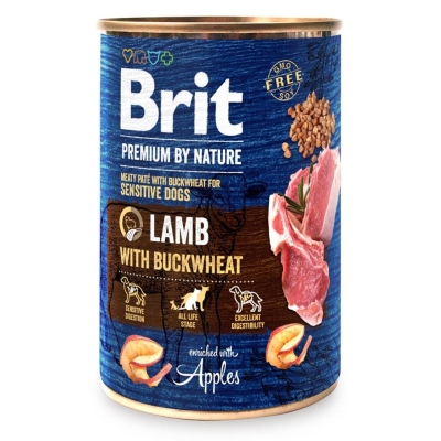 Корм вологий для собак Brit Premium Ягня з гречкою, 800 г