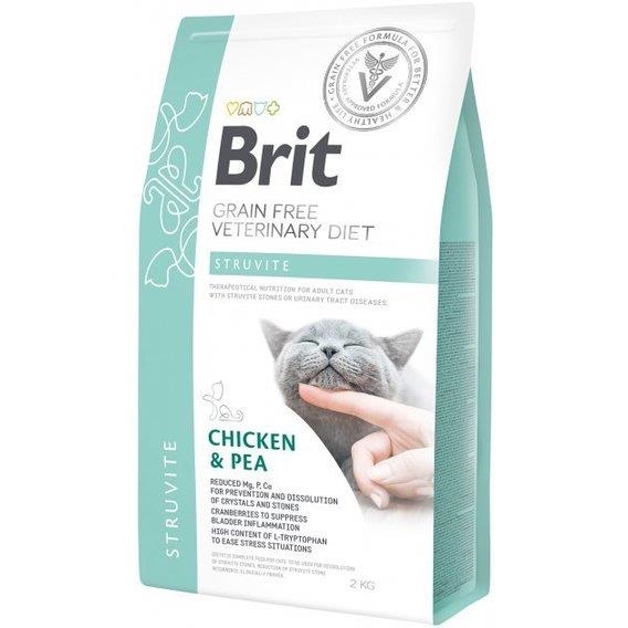 Корм сухой Brit VetDiets для взрослых кошек при струвитном типе МКБ с горохом и курицей, 2 кг