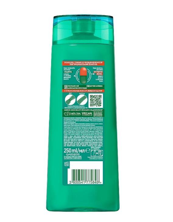 Шампунь Garnier Fructis Рост на полную силу для ослабленных склонных к выпадению волос, 400 мл