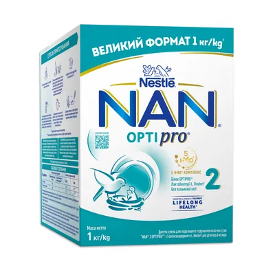 Суміш суха молочна NAN 2 Optipro з 5 олігосахаридами та L. Reuteri  для дітей з 6 місяців, 1000 г