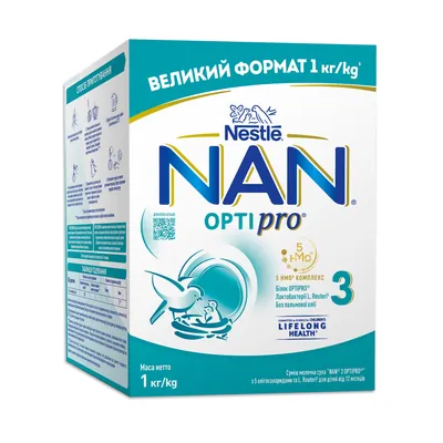 Суміш суха молочна NAN 3 Optipro з 5 олігосахаридами та L. Reuteri для дітей з 12 місяців, 1000 г