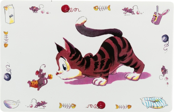 Коврик под миску Trixie 24544 Comic cat для кошек нескользящий, 44 х 28 см