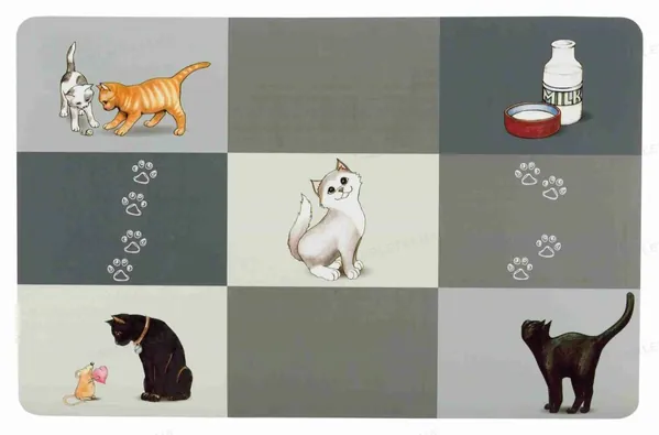 Килимок під миску Trixie 24579 Place Mat Patchwork для кішок сірий у клітинку 44 х 28 см