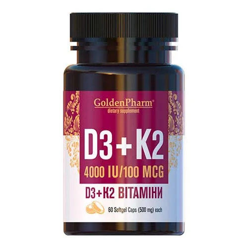 Вітамін D3 + K2 Golden Pharm капсули по 500 мг №60