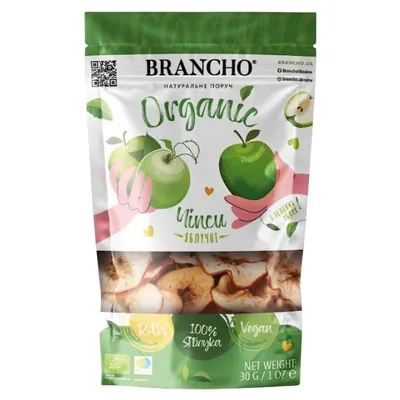 Чіпси яблучні Brancho Organic органічні Зелене яблуко, 30 г