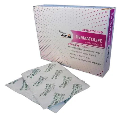 Дерматолайф AnimAll VetLine FitoLine Dermatolife для собак та котів, 60 таблеток