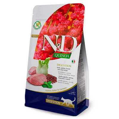 Корм сухий Farmina N&D Quinoa Digestion беззерновий з ягням та кіноа для котів з порушеннями травлення, 1,5 кг