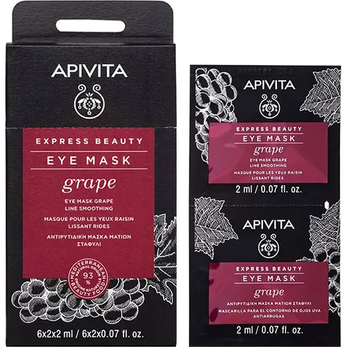 Маска для шкіри навколо очей Apivita Express Beauty Проти зморшок з виноградом, 2 шт х 2 мл