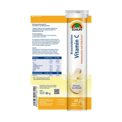 Вітаміни Sunlife Vitamin C Brausetabletten таблетки шипучі №20