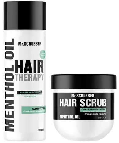 Набір Mr.Scrubber Скраб для шкіри голови і волосся + Шампунь для волосся Hair Therapy Menthol Oil
