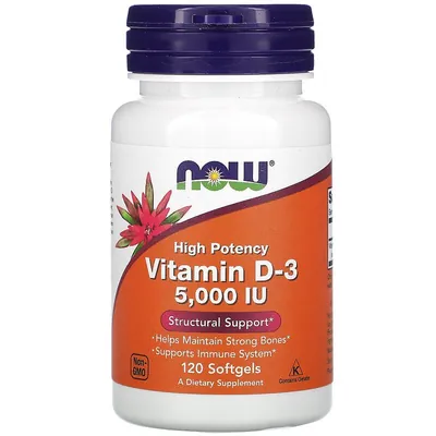 Вітамін Д-3 NOW Vitamin D-3 5000 MО м'які капсули №120